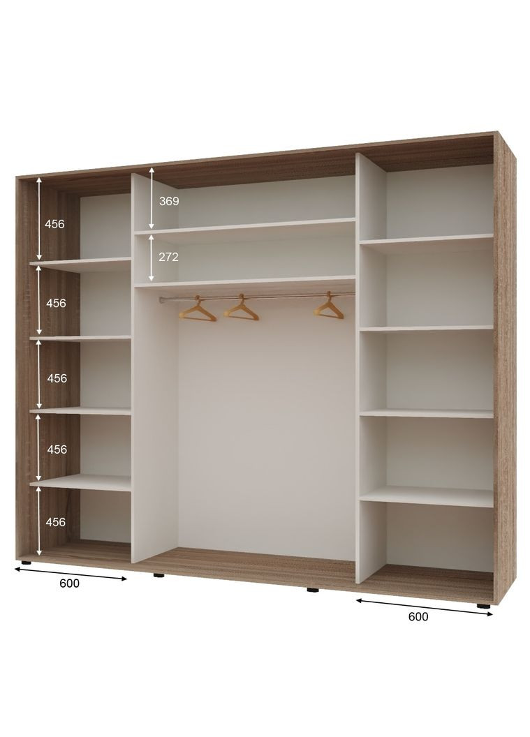 Шкаф-купе трехдверный Комфорт Мебель 270*60*240 см Трюфель 3 двери Зеркало Макси Комфорт Меблі (360435169)