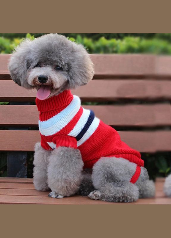 В'язаний акриловий светр для котів Pet Style "Червоні смуги" 2XL No Brand - (323233624)