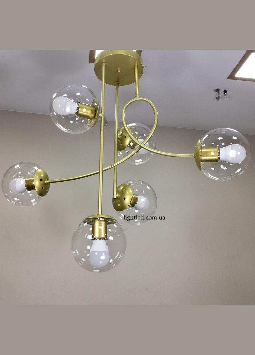 Золота люстра з прозорих куль на 6 ламп (52-L7914-6 GD+CL) No Brand (370070692)
