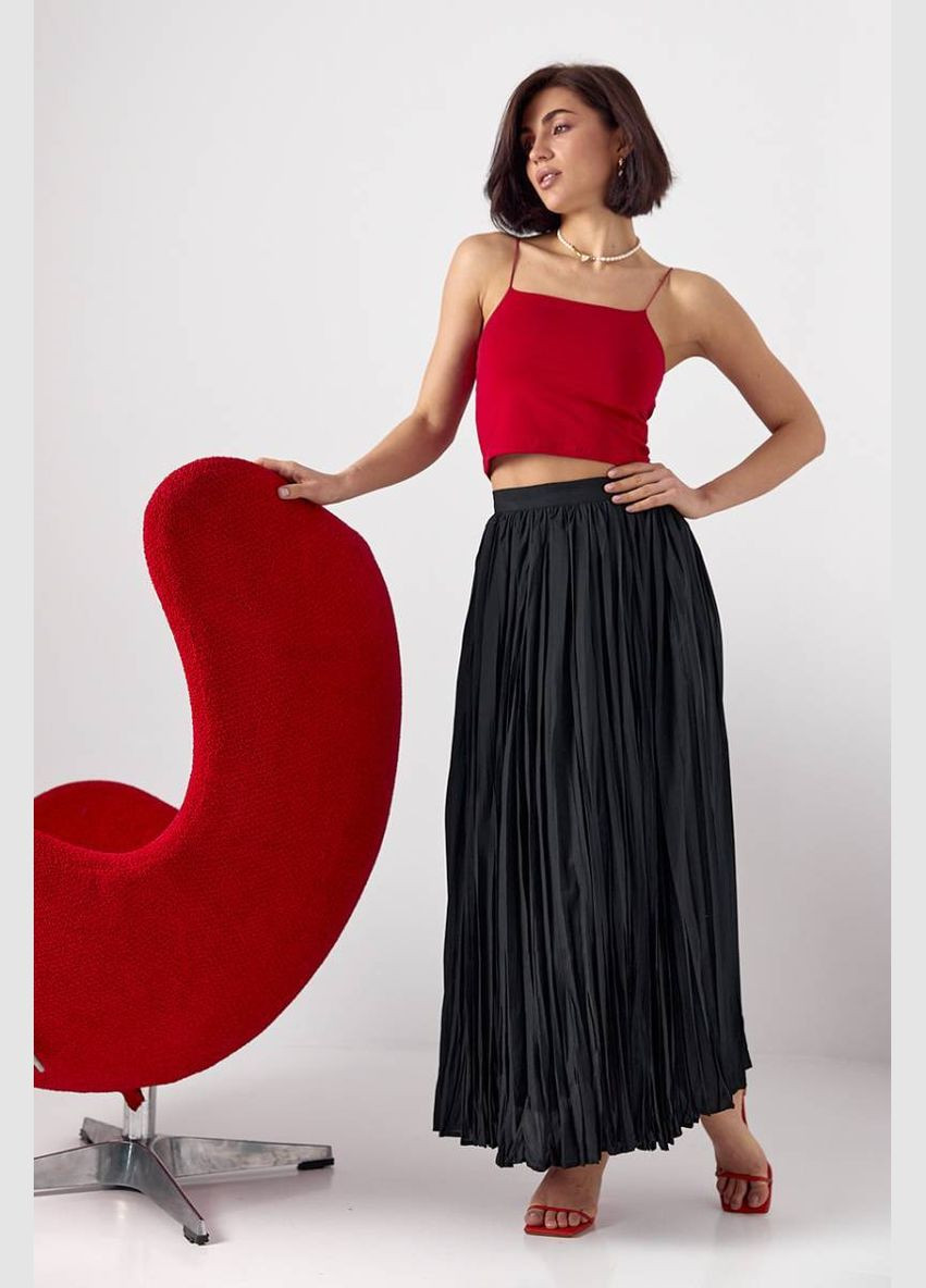 Приталений кроп-топ на бретелях-гумках Lurex — 327088242