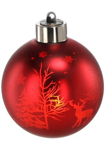 Елочный стеклянный шарик с LED подсветкой 8 см, снежинки Chomik (367114055)