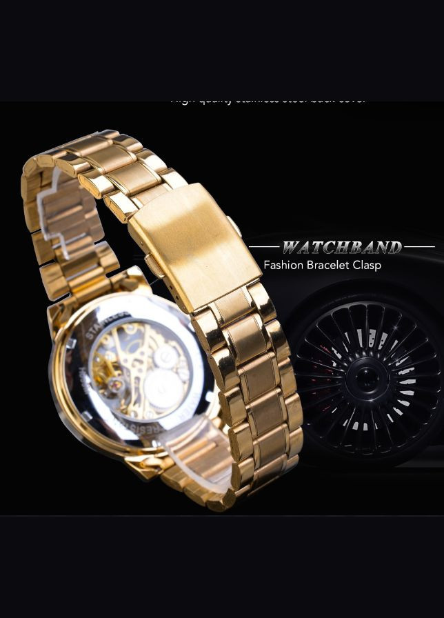 Мужские механические часы наручные Forsining Skeleton S838-2, Винер скелетон Золото с желтым. Winner (362475471)