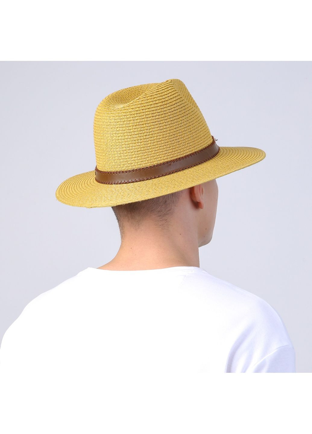 Капелюх федора чоловічий папір жовтий BAY 843-890 LuckyLOOK 843-890М (341675418)