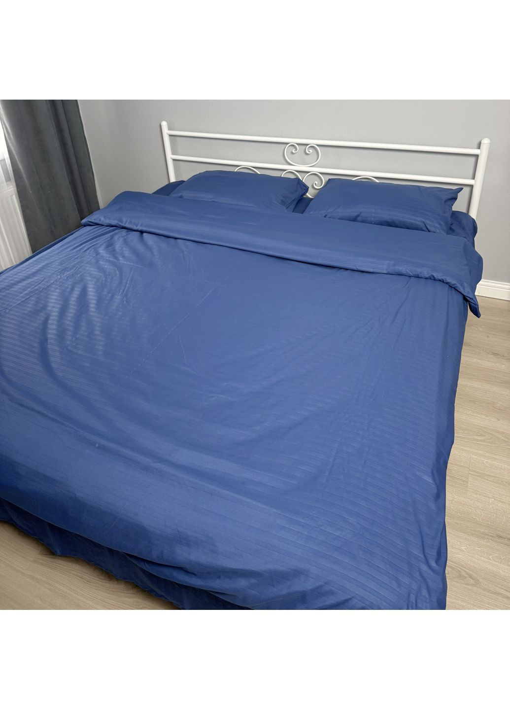 Комплект постельного белья полуторный синий Страйп Микросатин 9010 Ananasko (316505426)