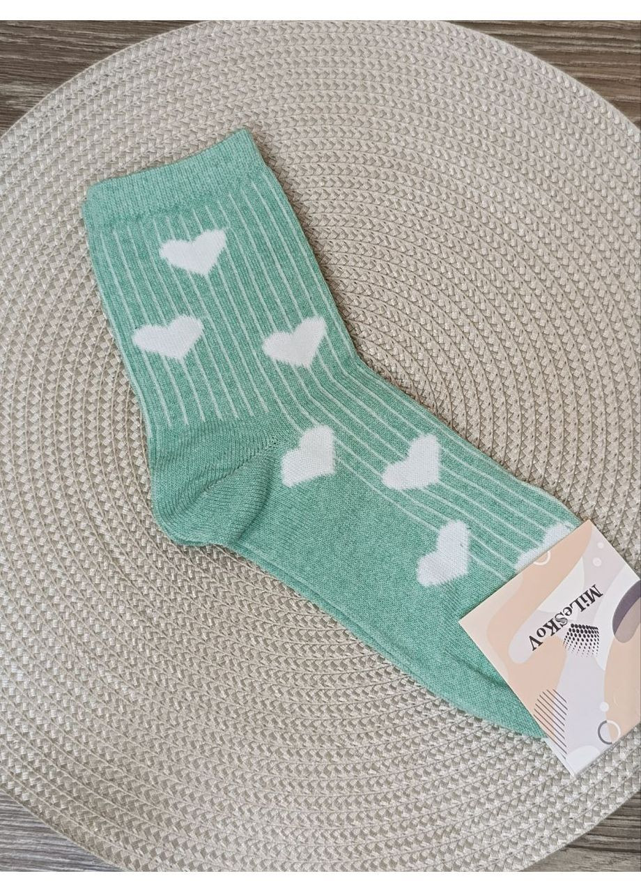 М'ятні шкарпетки жіночі, україна, високі, з серцями, демісезонні, розмір 36-41 MiLeSKoV сердечка (370693597)