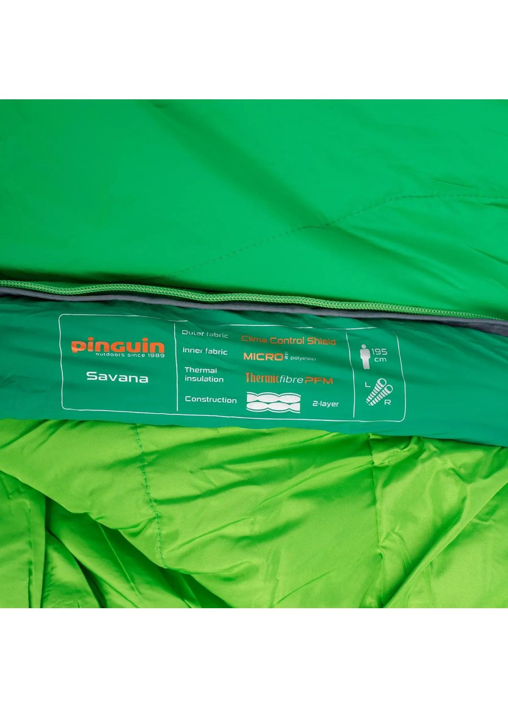 Спальный мешок Savana (5/0°C), 185 см - Right Zip, Green (PNG 236248) 2020 Pinguin (334669528)