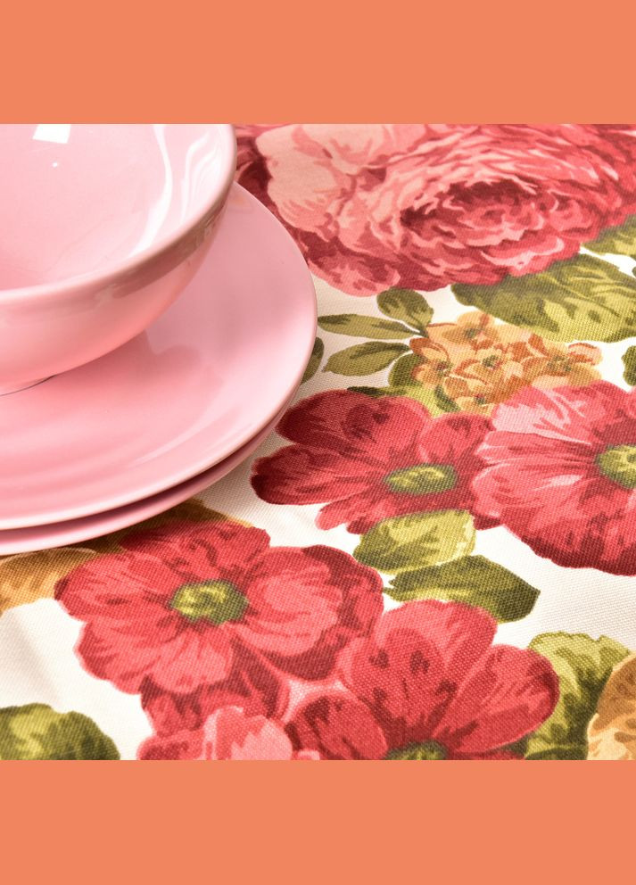 Скатертина 140х170 см з плямо та водовідштовхувальним просоченням бавовна півонія бордо IDEIA (342128349)