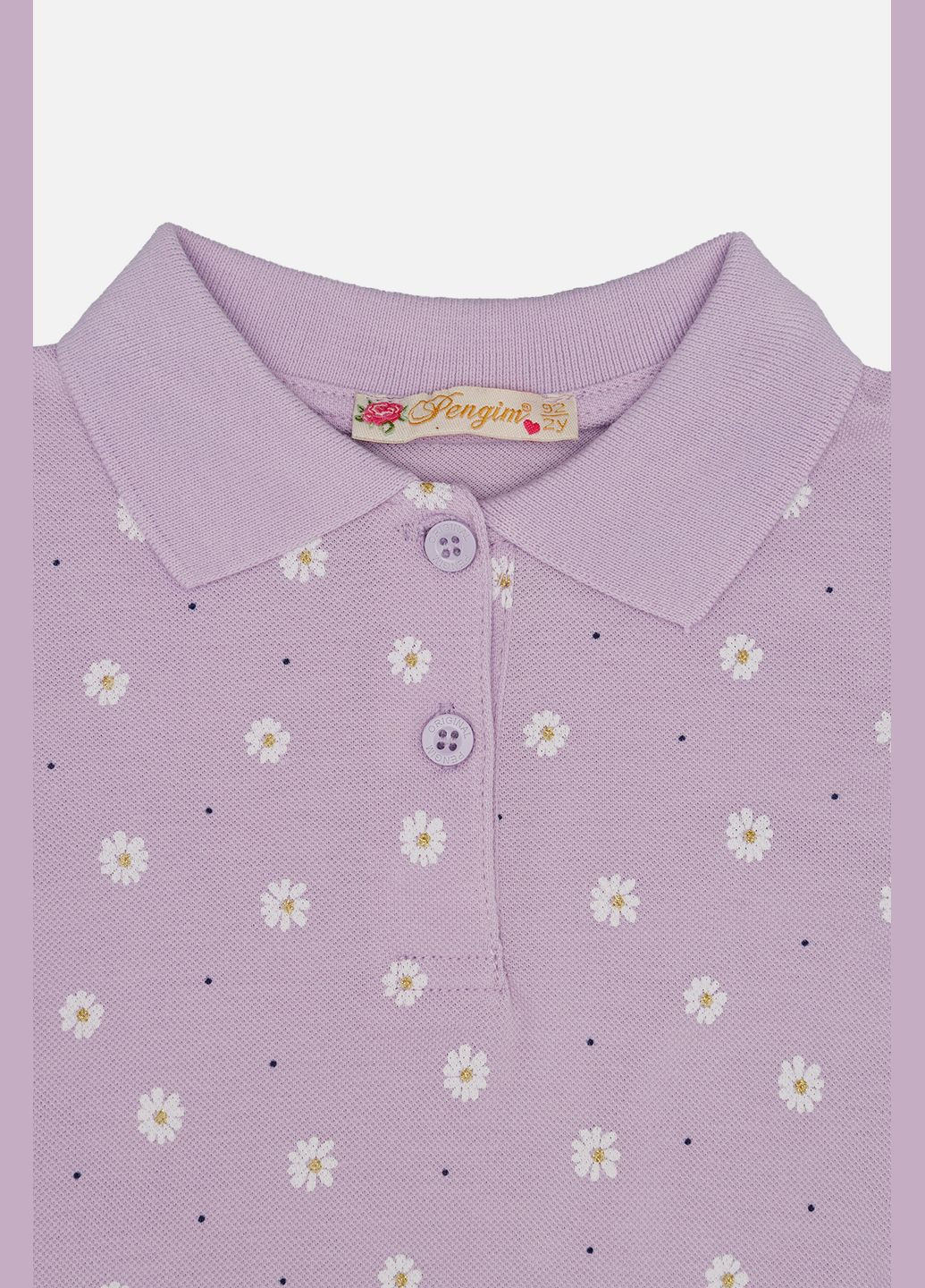 Сиреневая детская футболка-футболка-поло с коротким рукавом для девочки цвет сиреневый цб-00247469 для девочки Pengim