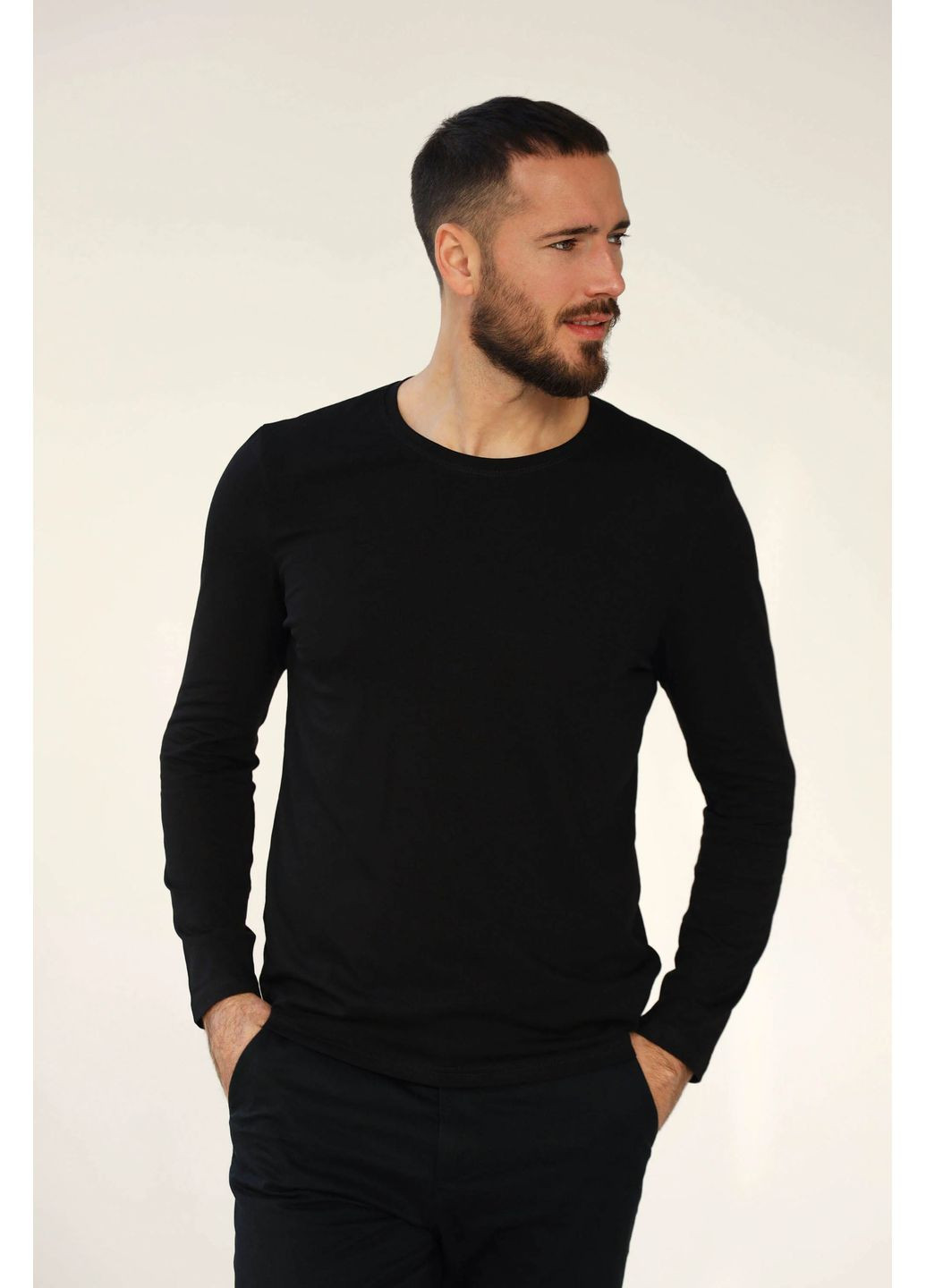 Чоловічий лонгслів, чорний, класичний Bonprix однотонний чорний денім, спортивні, повсякденні, кежуали, ділові, домашні поліестер