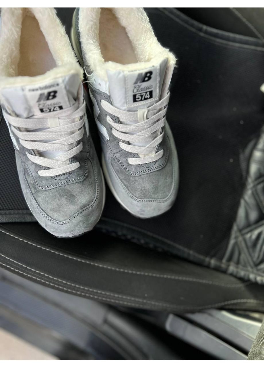 Серые зимние кроссовки мужские new balance 574 grey white winter нью беланс 574 No Brand