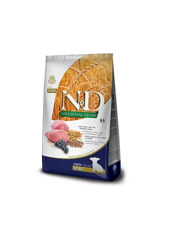 Низкозерновой сухой корм для щенков мелких пород с ягненком и черникой 800 г (8010276033697) Farmina (279563514)
