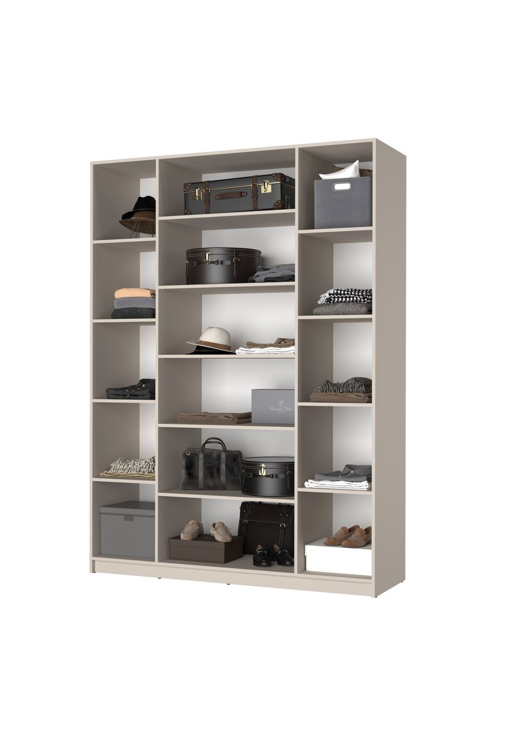 Шафа 4-дверна з антресоллю Оскар ДСП BG, 4 додаткові полиці 160x52x260 см Аляска сірий (MBS-5039) MebelStar (371688795)
