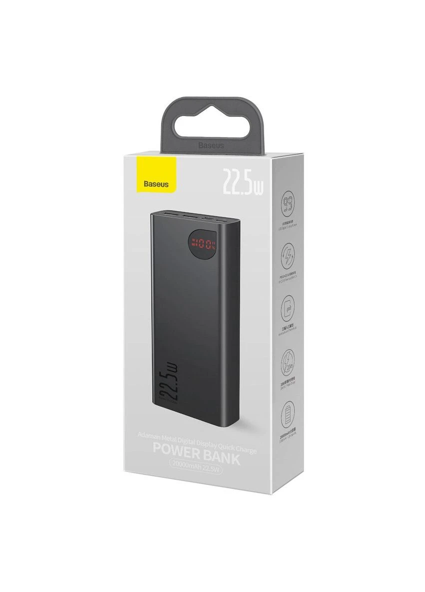 Внешний аккумулятор Adaman Metal Digital Display Quick Charge Power Bank 20000mAh22.5W Black Baseus (305665637)