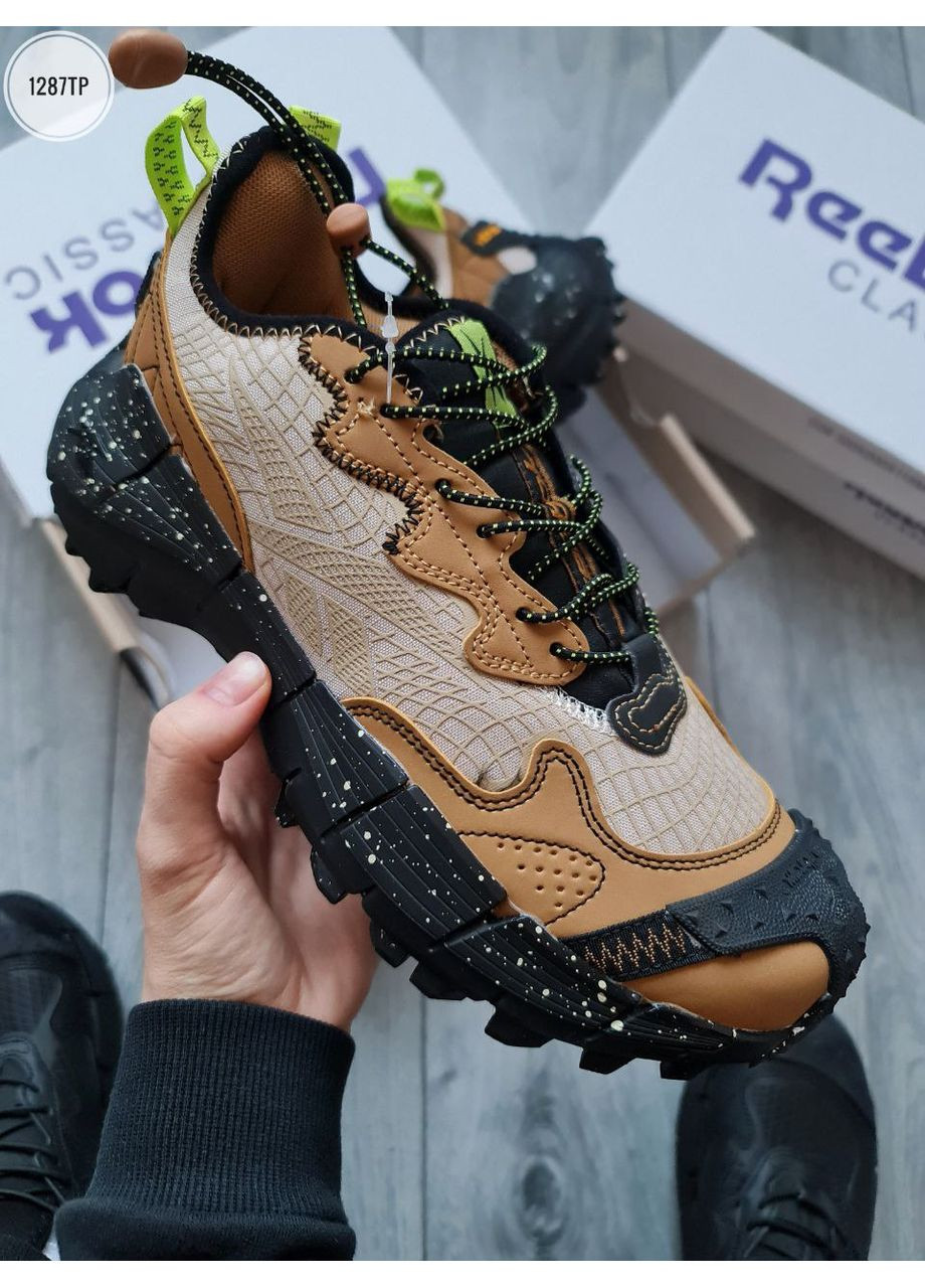 Бежевые демисезонные кроссовки мужские reebok zig kinetica ii edge gore-tex brown / beige рибок зиг кинетика No Brand