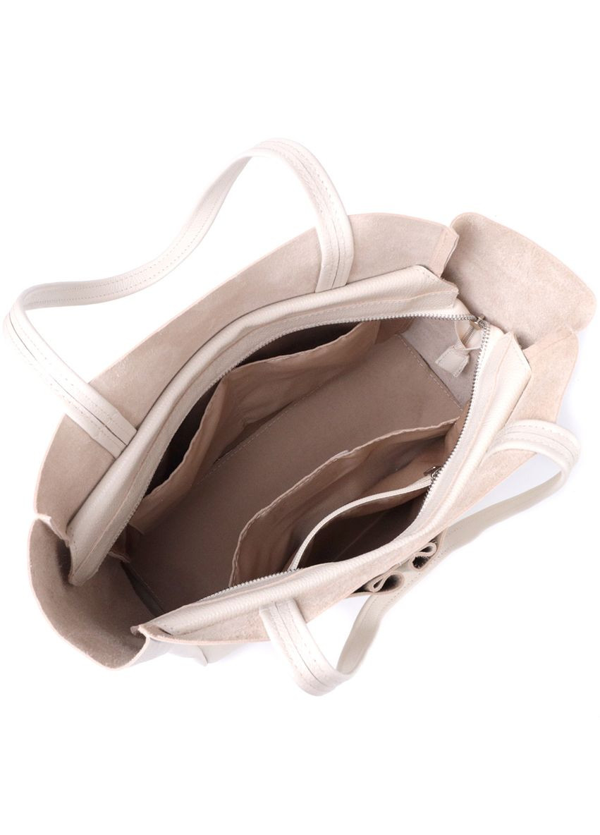 Містка сумка-шоппер з натуральної шкіри 22843 Бежева Shvigel (329146355)