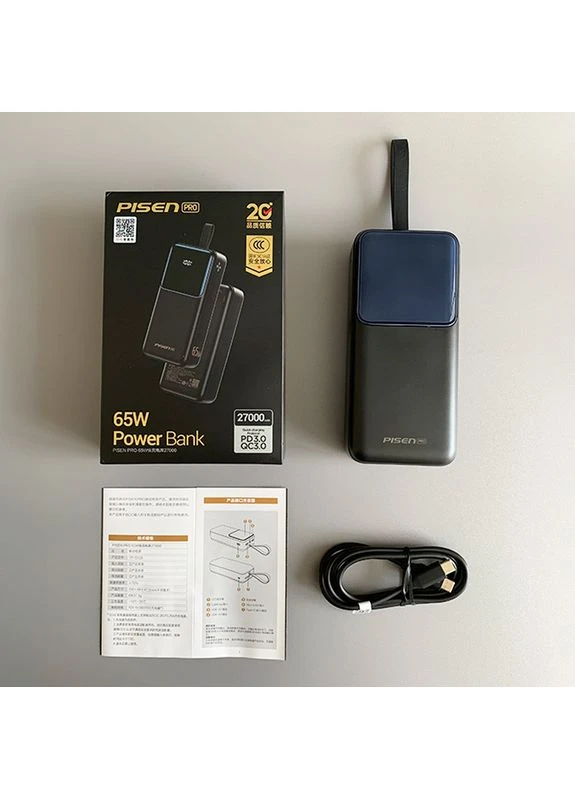УМБ Повербанк Quick 27000 mAh 65 W Black Smart Chip Quick Charging (TP-D126) 10 шт. Pisen (386655539)