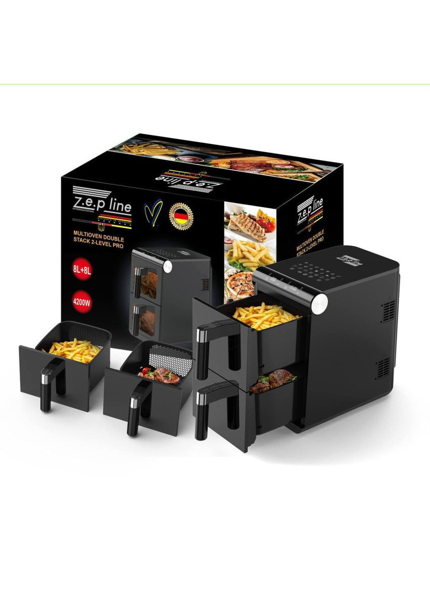 Аерогриль мультипіч на дві чаші ZP-212 4200 Вт 16 л чорна Zepline (359701648)