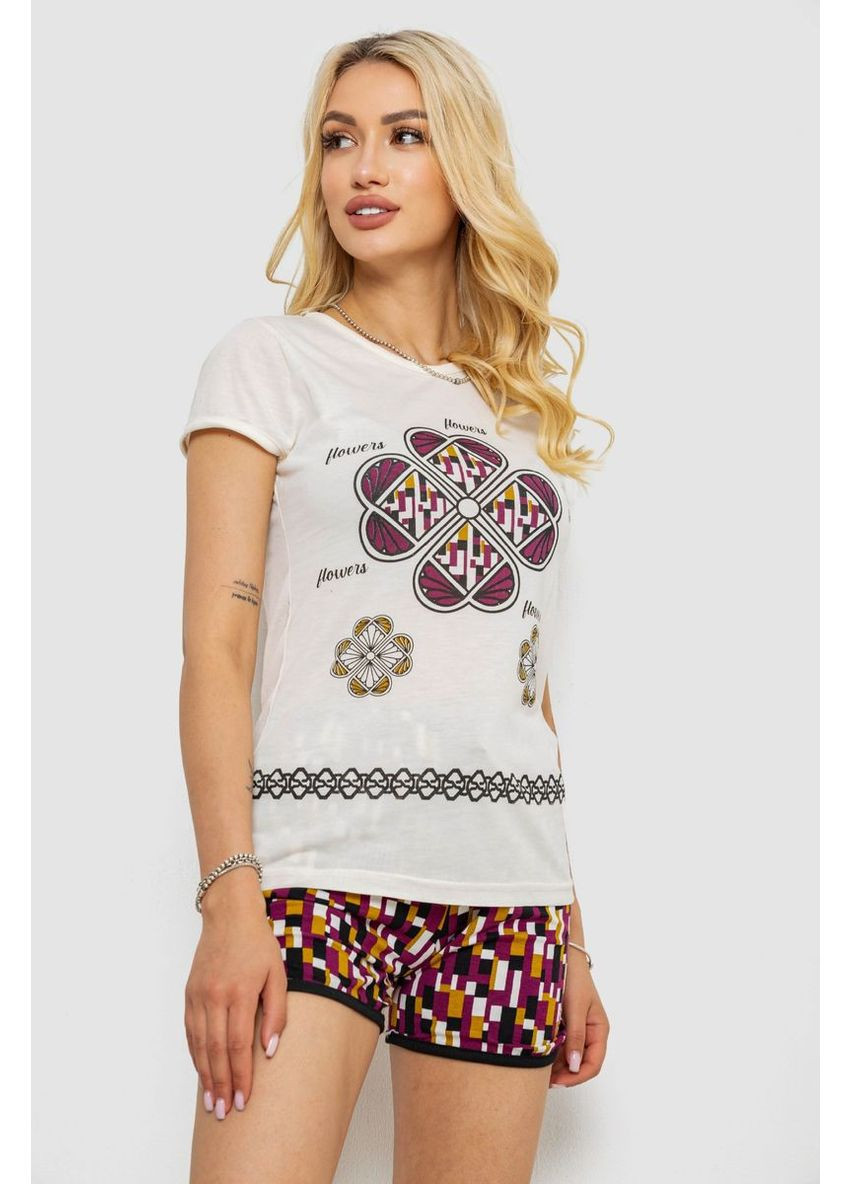 Молочная всесезон пижама женская с принтом,, 243r8301 Ager