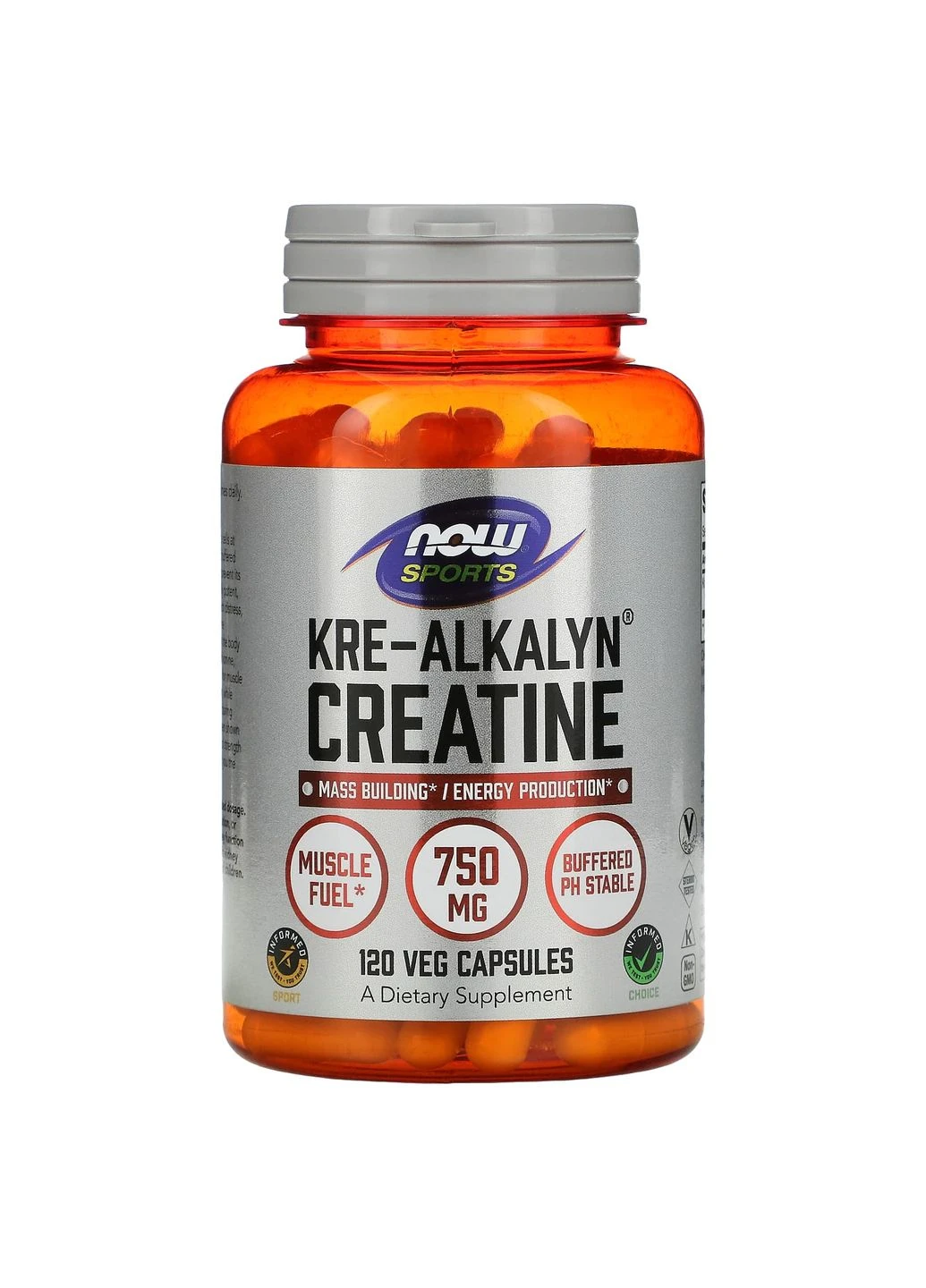Креатин, Kre-Alkalyn Creatine,, Sports, 750 мг, 120 вегетаріанських капсул Now Foods (394189242)