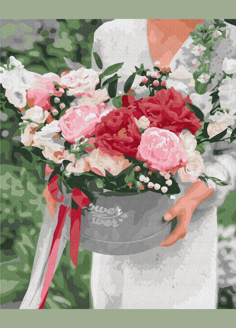 Картина по номерам Цветы в подарок Картины в цифрах на деревянном подрамнике 40х50 Раскраска BS52851 Brushme (308988356)