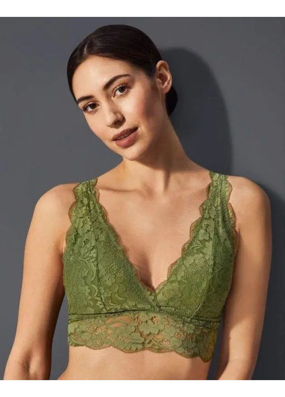 Темно-зелений бралетт бюстгалтер бралет топ мереживніий Esmara без кісточок мереживо