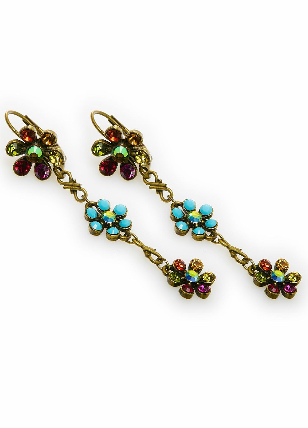 Серьги-подвески "Цветочные созвездия" от с бирюзовыми кристаллами Swarovski Michal Negrin (346263000)