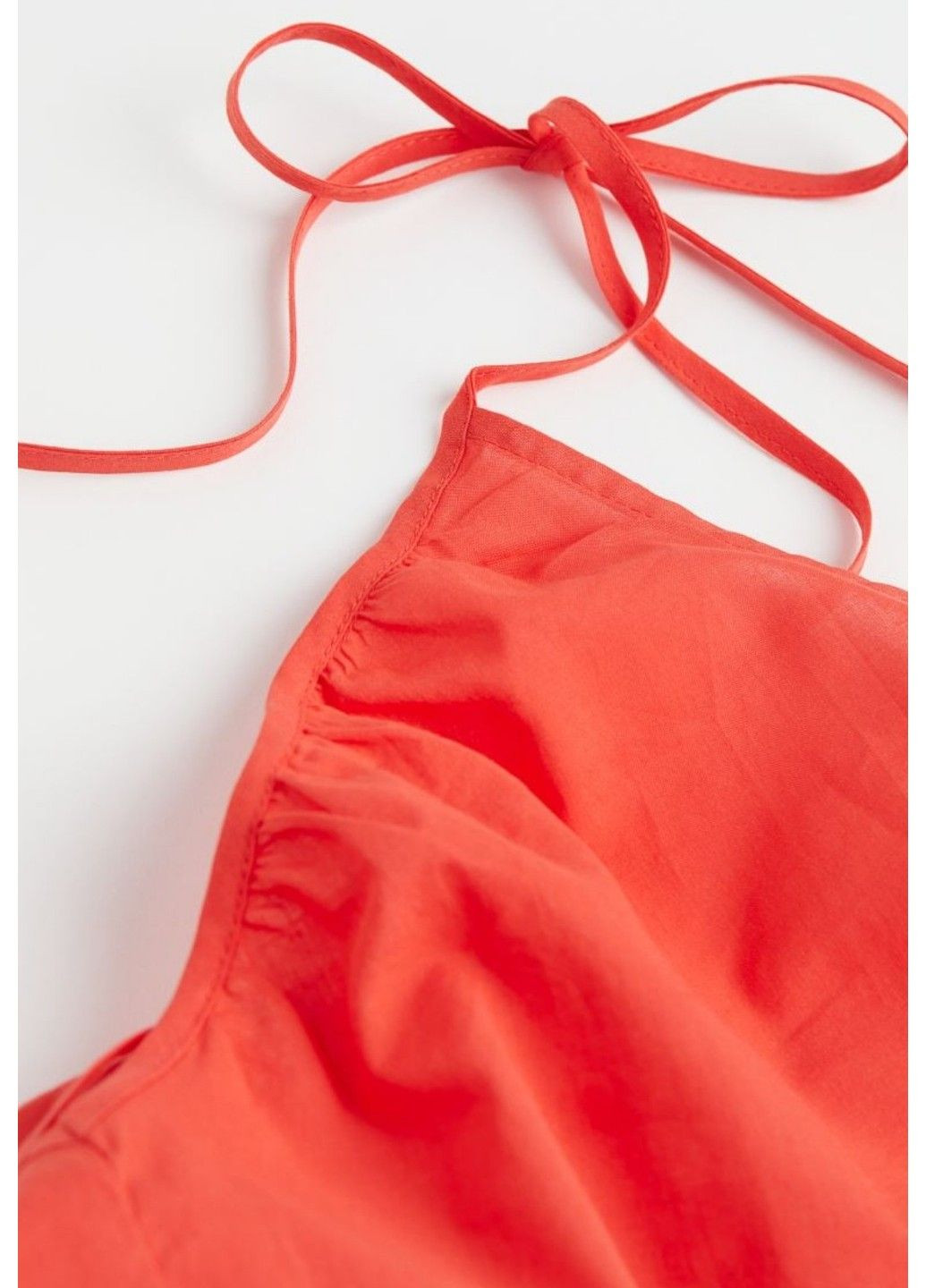 Красное повседневный женское платье из хлопкового вуали на бретелях н&м (57134) l красное H&M