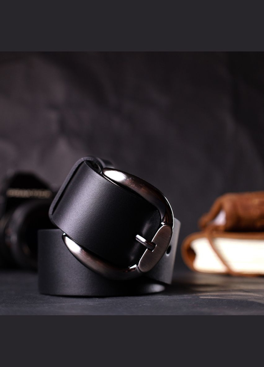 Люксовий ремінь під джинси з натуральної шкіри 11691 Чорний Grande Pelle (329148114)