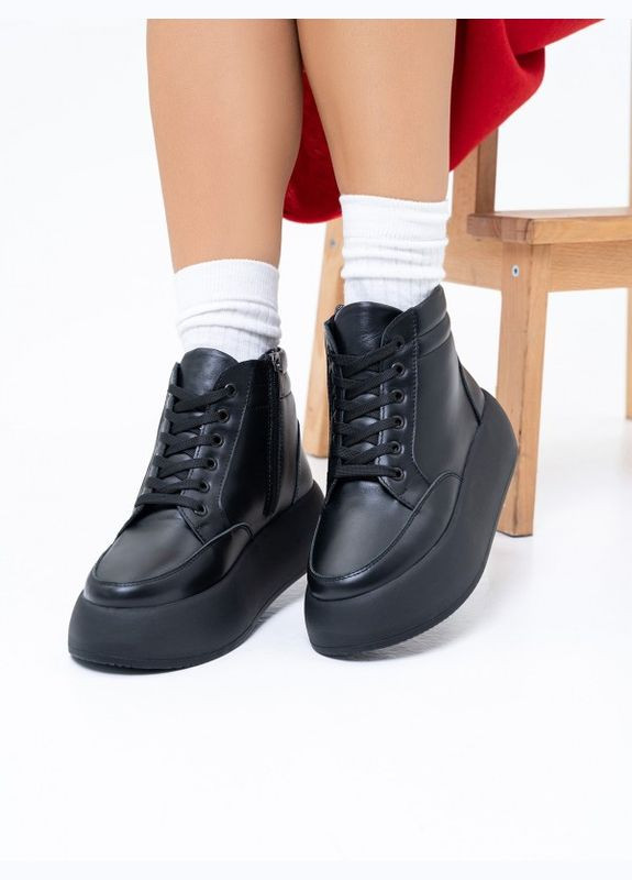 Чорні утеплені черевики на високій підошві ISSA PLUS (280939568)