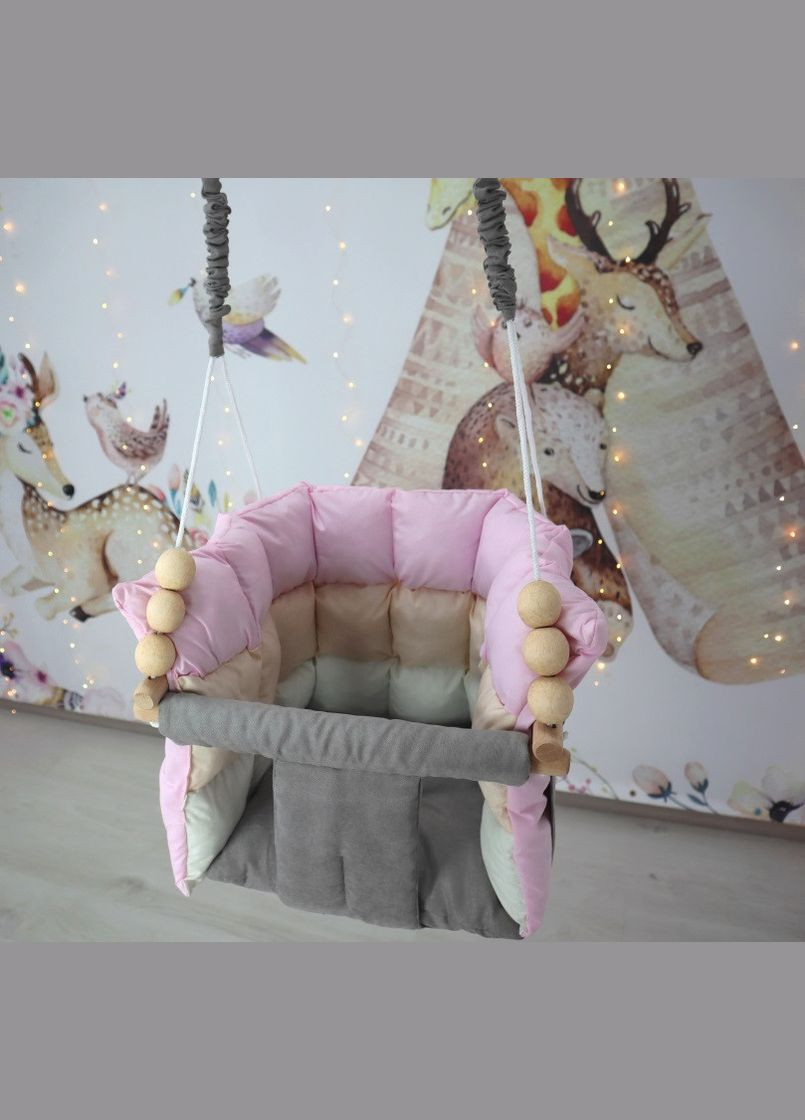 Подвесные качели Мальвинка с матрасом, сиденье из велюра! качели для детей No Brand (316221735)