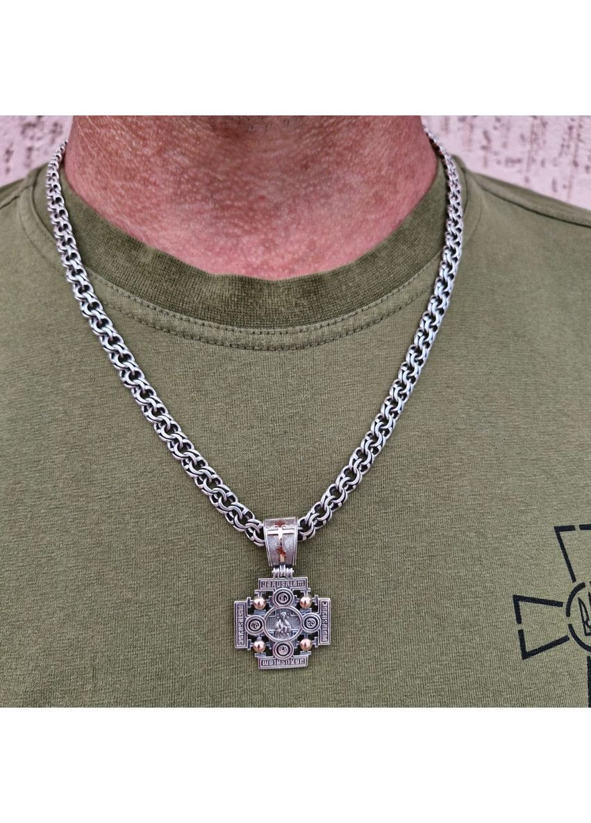 Срібний чоловічий Хрест великий із золотом No Brand (355921924)