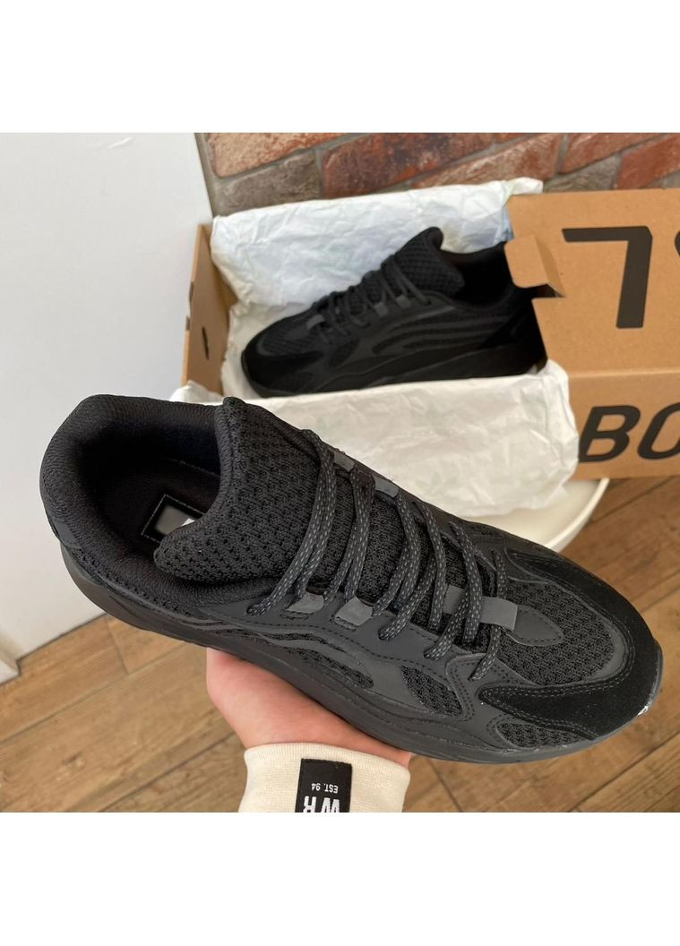 Черные демисезонные кроссовки мужские adidas yeezy boost 700 v2 no logo black адидас изи буст No Brand