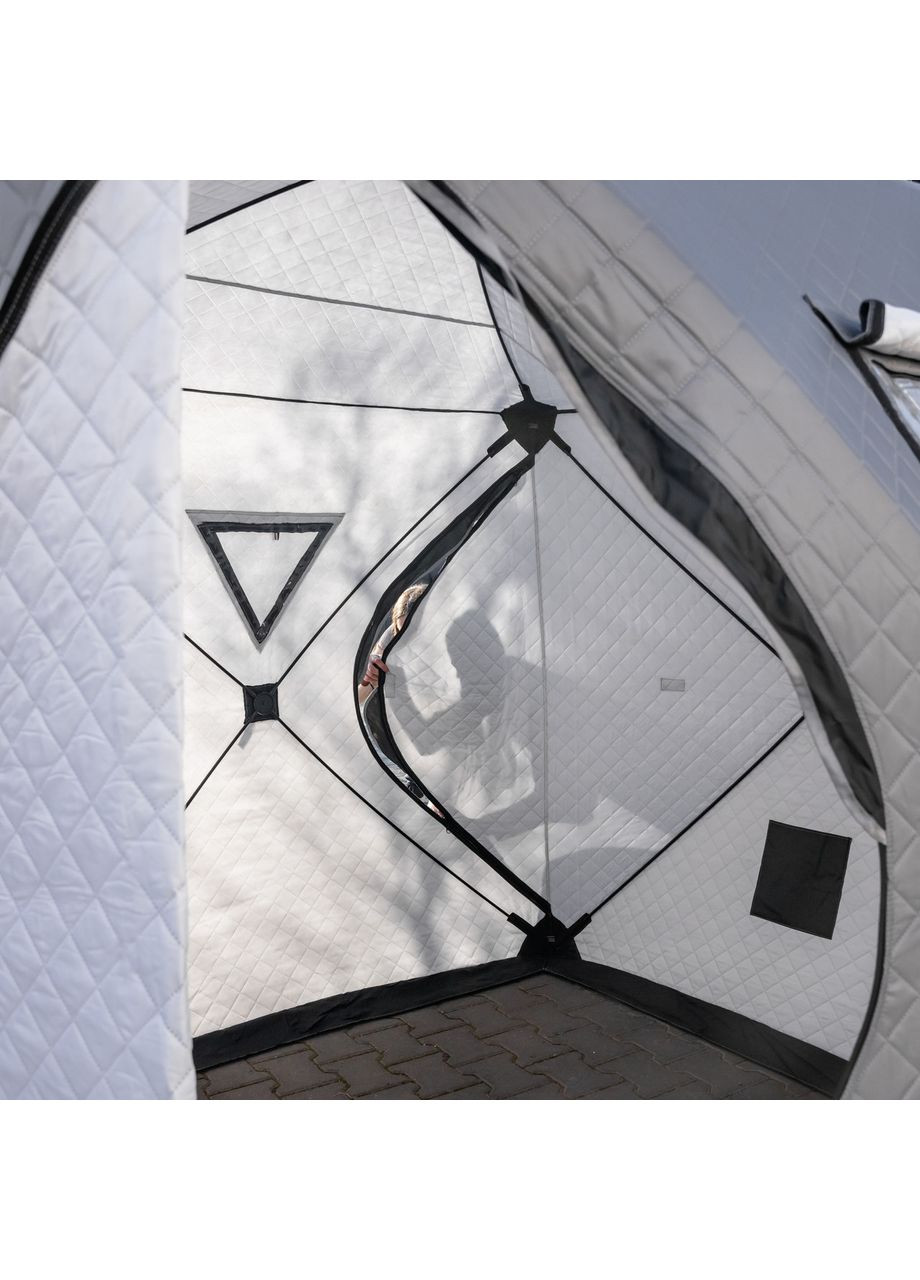 Зимовий намет Куб утеплений 3-х місний для риболовлі та туризму з термоізоляцією сірого кольору ProDobro (370432850)