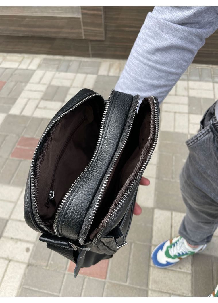 Мужская кожаная барсетка для документов маленькая Qvant 1201 - Черная Tiding Барсетка (366889749)