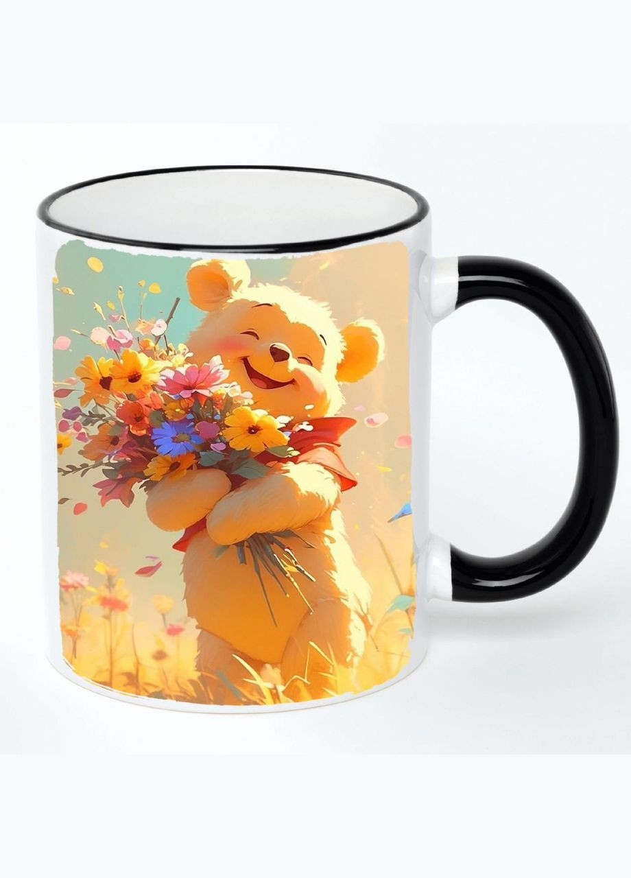 Чашка Цветы (кружка, кружка) #020 Белая с черной ручкой 330 мл No Brand (322715896)