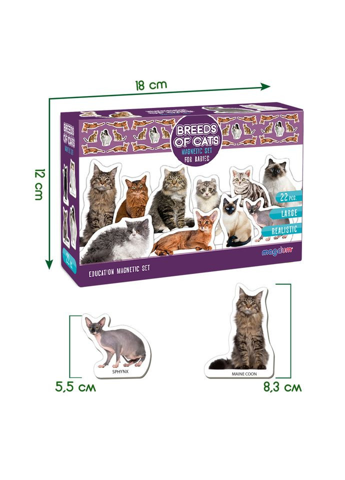 Набір магнітів "Породи кішок" ML4031-13 EN MAGDUM (334156637)