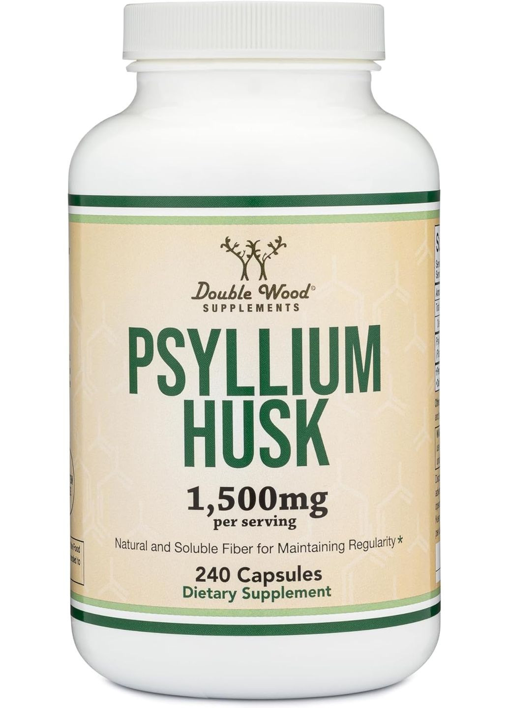 Шелуха подорожника Double Wood Psyllium Husks 1500 mg (на 2 капсулы), 240 capsules Double Wood Supplements (289376138)