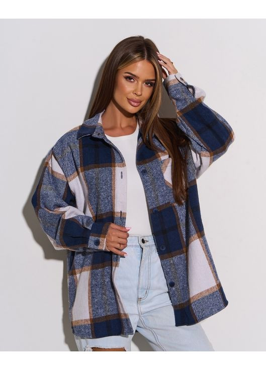 Вільна вовняна сорочка у клітинку ISSA PLUS 15302 (360956911)