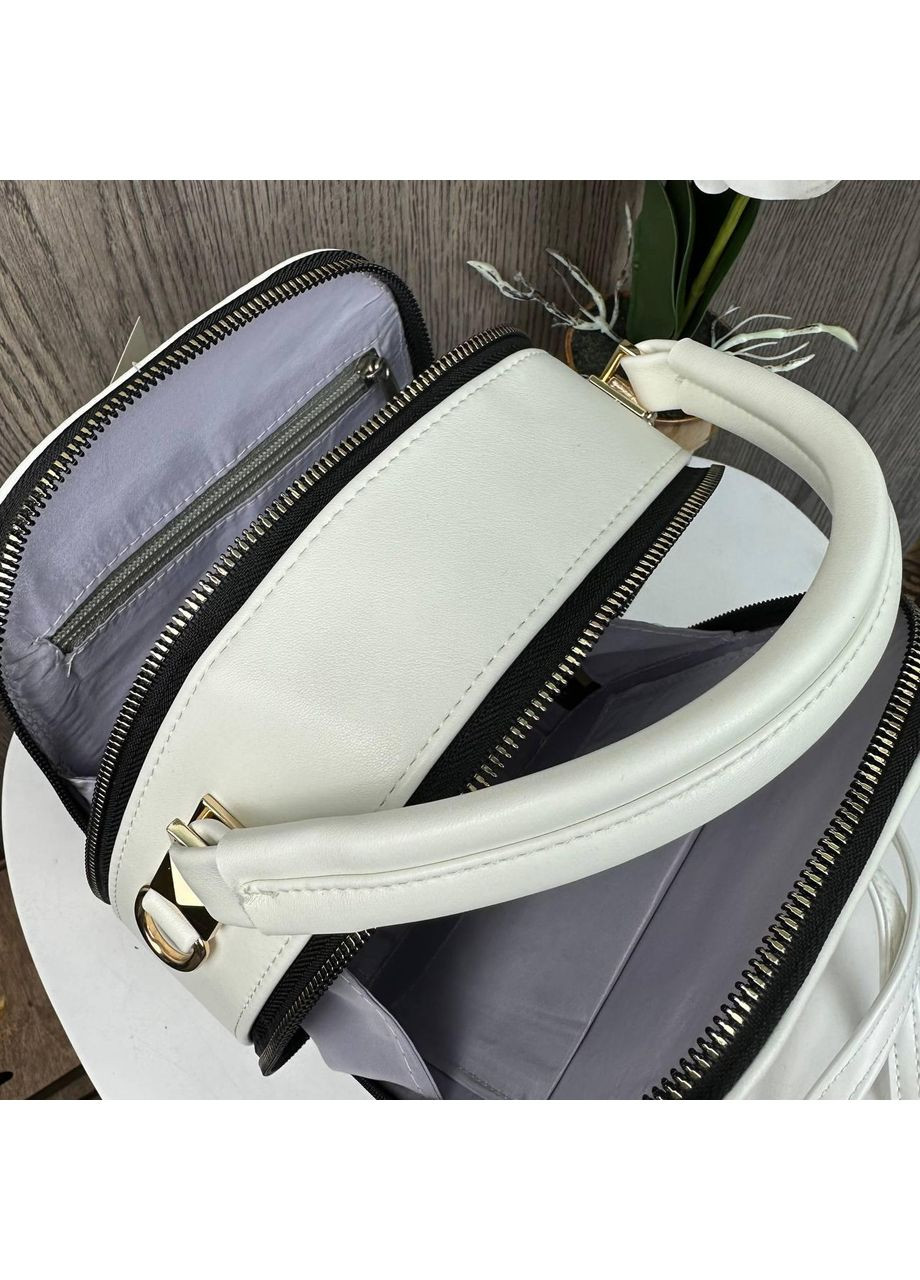 Стильная каркасная сумка мини овальная для женщин молочного цвета из экокожи сумочка Jacobs (363135428)