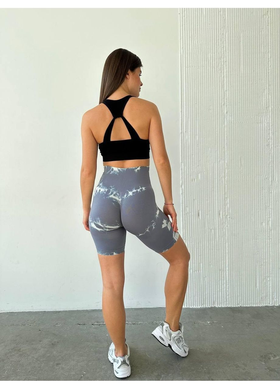 Фитнес шорты женские с ПУШ АП эффектом светло-серые / Женские спортивные шорты бесшовные светло-серые / Женские велосипеды для фитнеса No Brand (367102191)