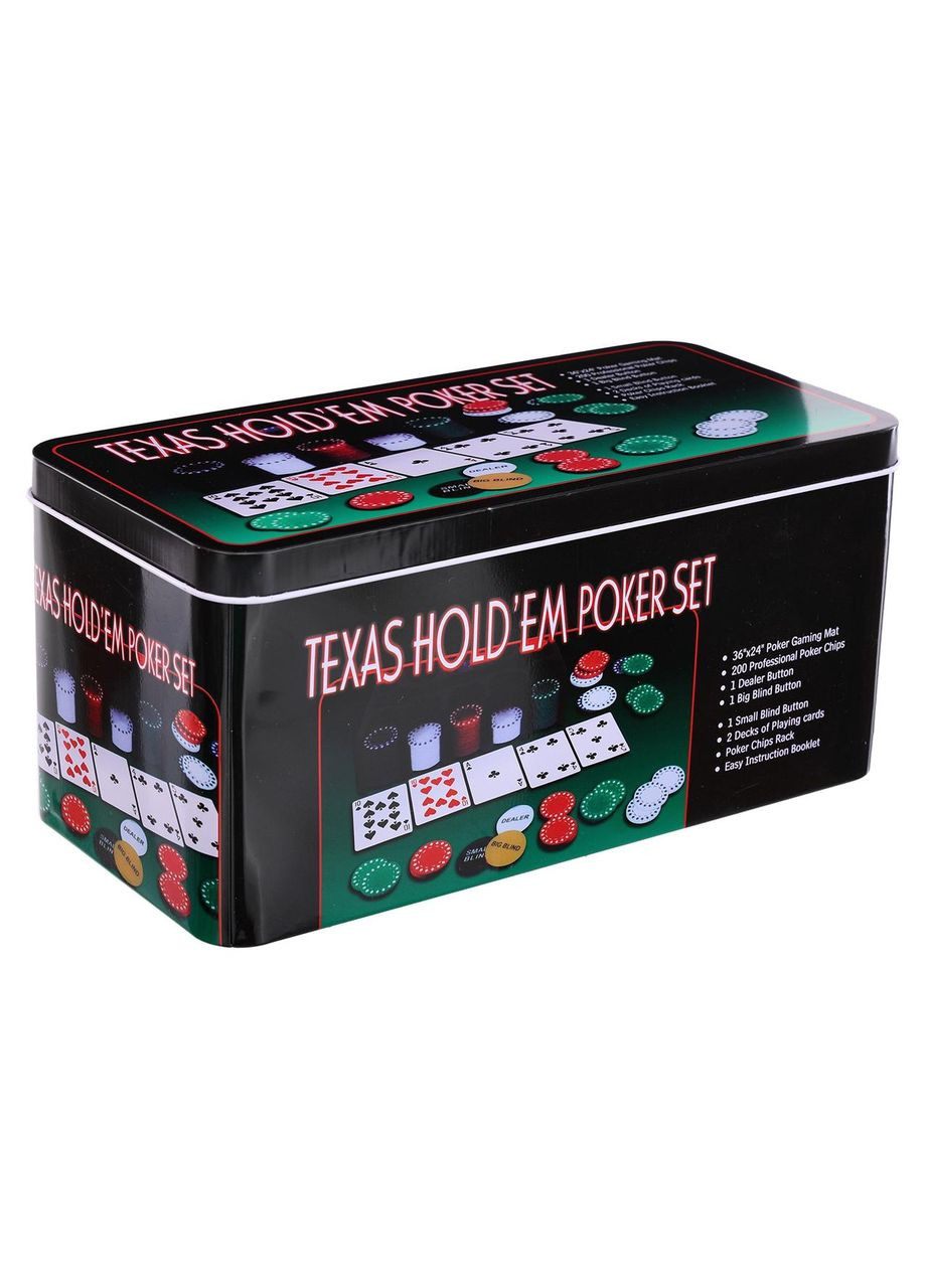 Набор для покера в металлической коробке 200T (200 фишек, с номиналом, 2 кол.карт, холст, р-р SP-Sport (361434502)