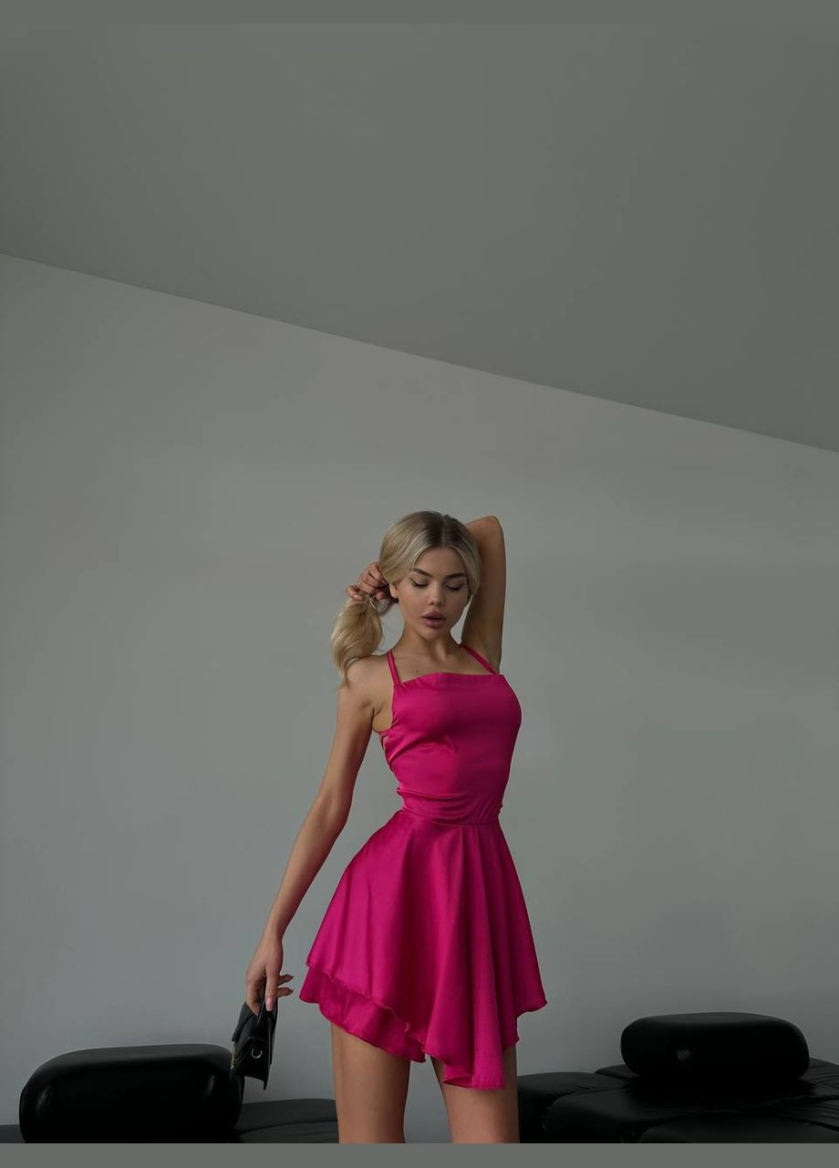 Жіночий шовковий комбінезон Adelante комбінезон-шорти однотонний малиновий кежуал штучний шовк