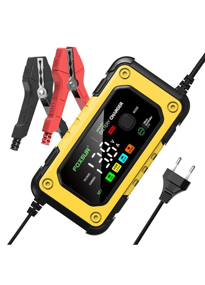 Зарядний пристрій для свинцево-кислотних гелевих Foxsur акумуляторів 12В 7А з функцією відновлення Yellow (R051087) AGM (349844748)