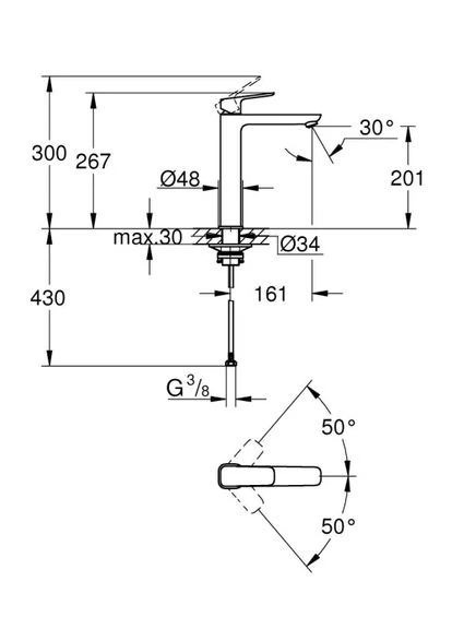 Змішувач для умивальника CUBEO, врізний Grohe (395661366)