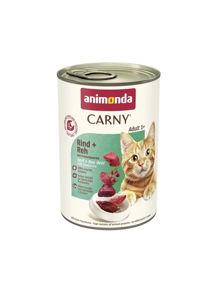 Вологий корм консерва Carny Adult Beef Venison with Cowberries для дорослих котів з яловичиною олениною та брусницею 400 г Animonda (399746368)