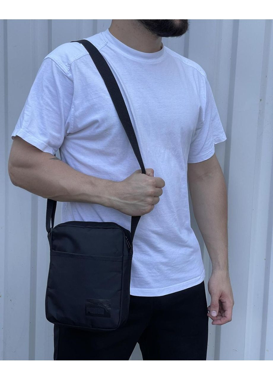 Мужская чёрная сумка мессенджер, барсетка планшетка для документов, молодежная, повседневная, стильная No Brand (348782171)