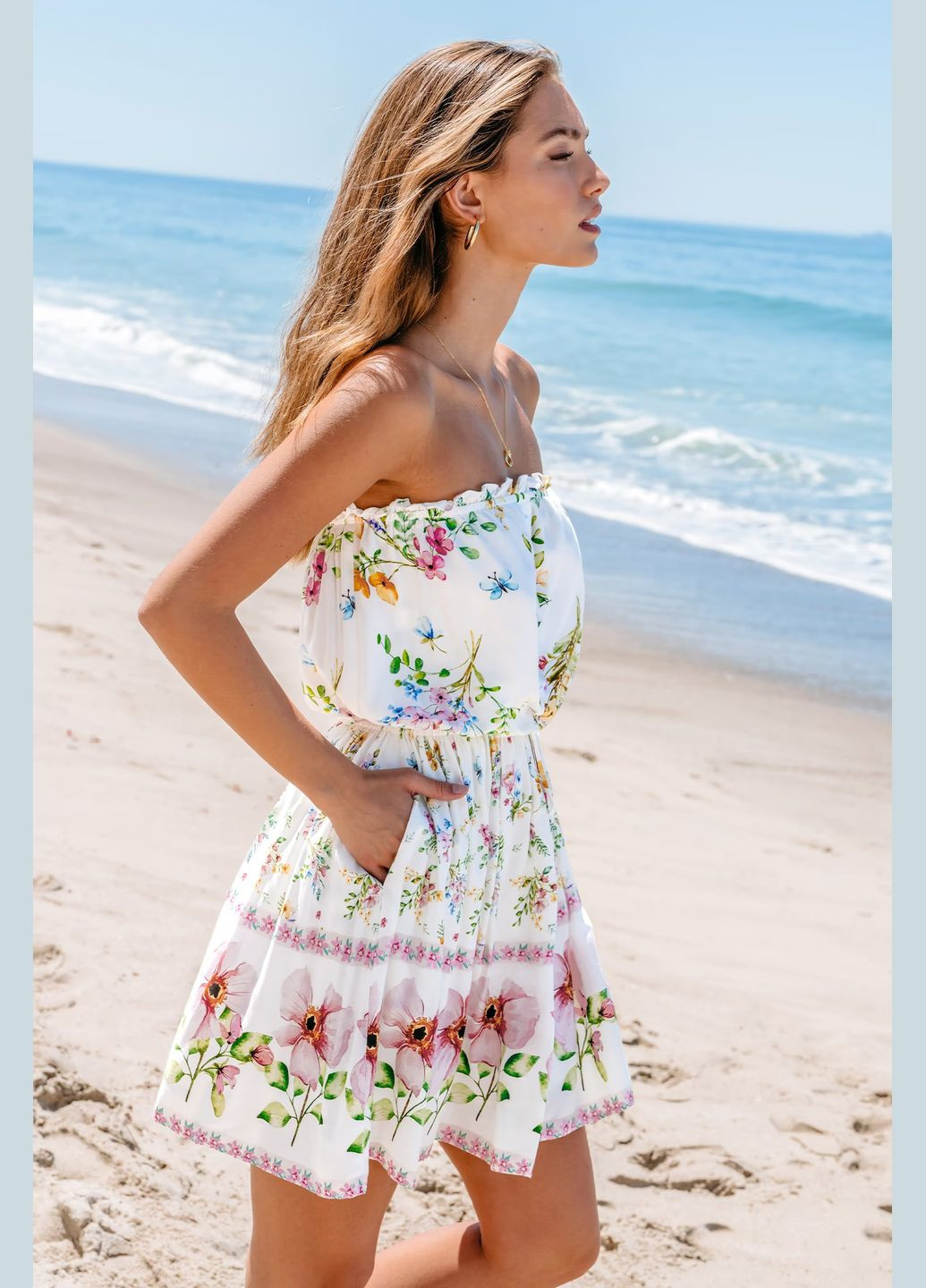 Білий повсякденний плаття, сукня CUPSHE з квітковим принтом