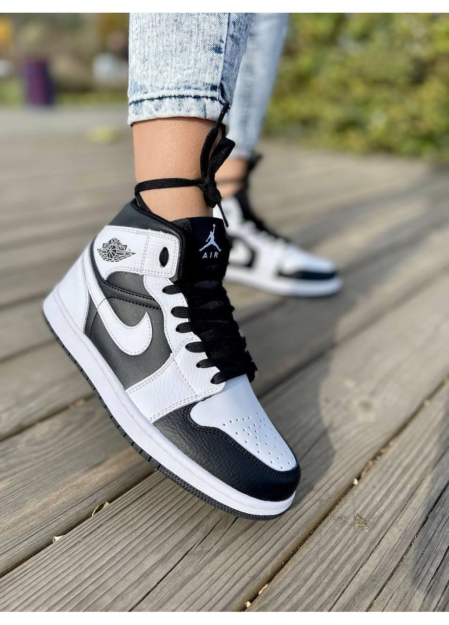 КРОСІВКИ ЖІНОЧІ NIKE AIR JORDAN 1 RETRO MID TUXEDO НАЙК АІР ДЖОРДАН No Brand білі демісезони (368870143)