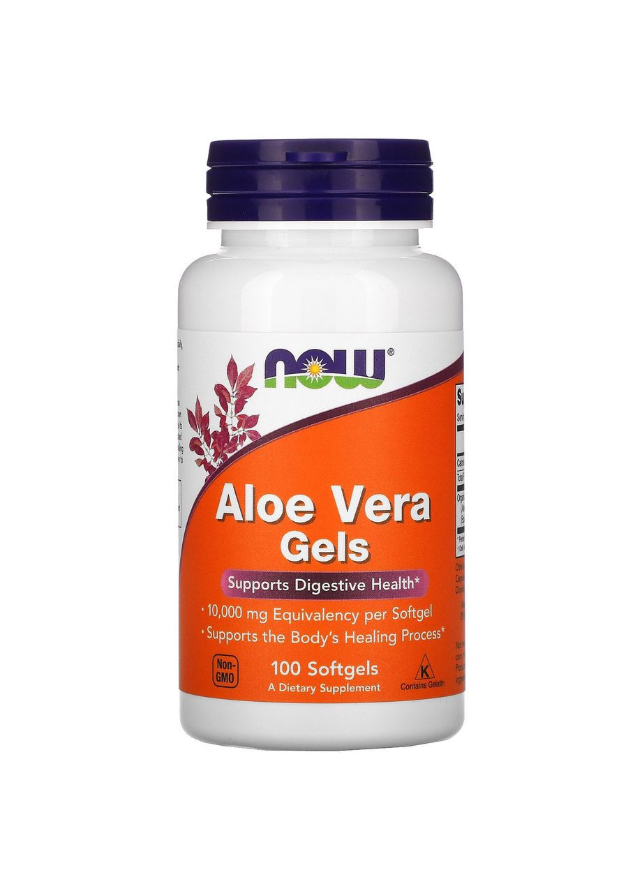 Алоэ вера Aloe Vera для улучшения пищеварения 100 капсул Now Foods (263603552)