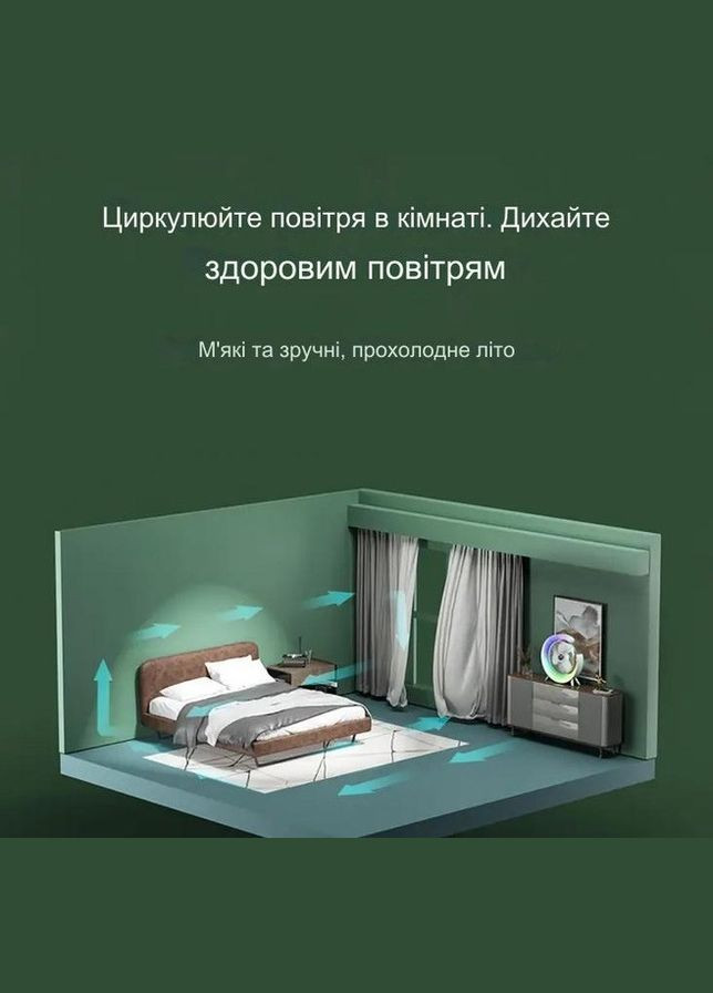 Аккумуляторный настольный вентилятор Fan F2 Портативный складная мини USB ветродуйка LED-подсветка Белый No Brand (331183942)